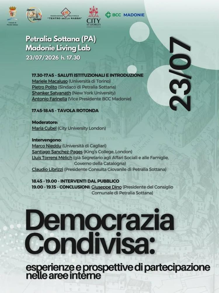 🗓 Giovedì 23 LUGLIO 2026, 🕠 alle ore 17:30, 📍 presso il Madonie Living Lab, si terrà la Tavola Rotonda dal titolo: De...