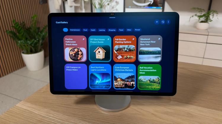 Echo Show 16 with chat cards on screen
