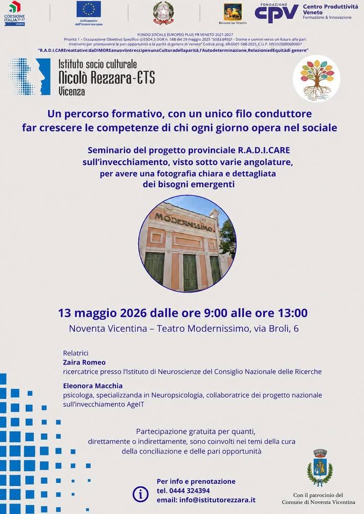 INCONTRO FORMATIVO SU INVECCHIAMENTO, CURA E PARI OPPORTUNITÀ Il Comune di Noventa Vicentina sostiene e patrocina l’impo...