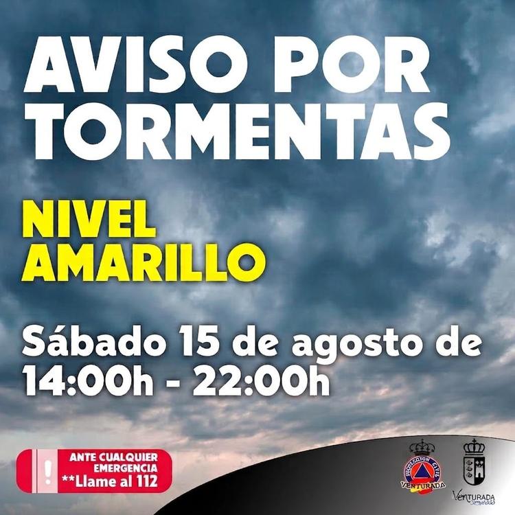 AVISO AMARILLO POR TORMENTAS