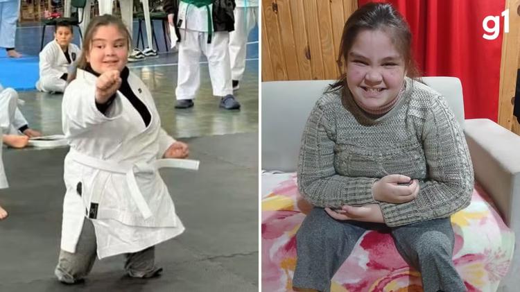 Conheça menina que nasceu sem parte das pernas e chama atenção pela dedicação ao karatê no RS
