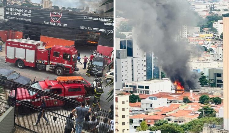 Incêndio atinge funilaria em Campinas