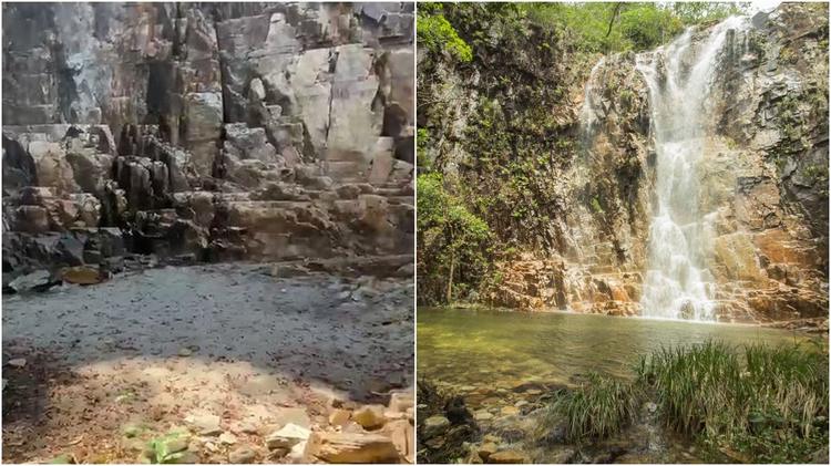 Mulher fica chocada ao encontrar cachoeira seca em Pirenópolis: ‘Muito triste’