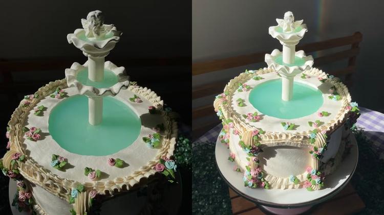 Bolo de fonte com anjo feito por confeiteira de Uberlândia viraliza e conquista a internet: ‘O mais lindo que já vi’