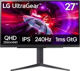 The 27GR83Q-B version of LG’s 27-inch UltraGear QHD gaming monitor on a white background