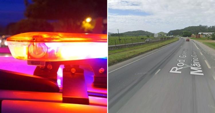 Motociclista morre após cair da moto e ser atropelada na BR-101, em Penha