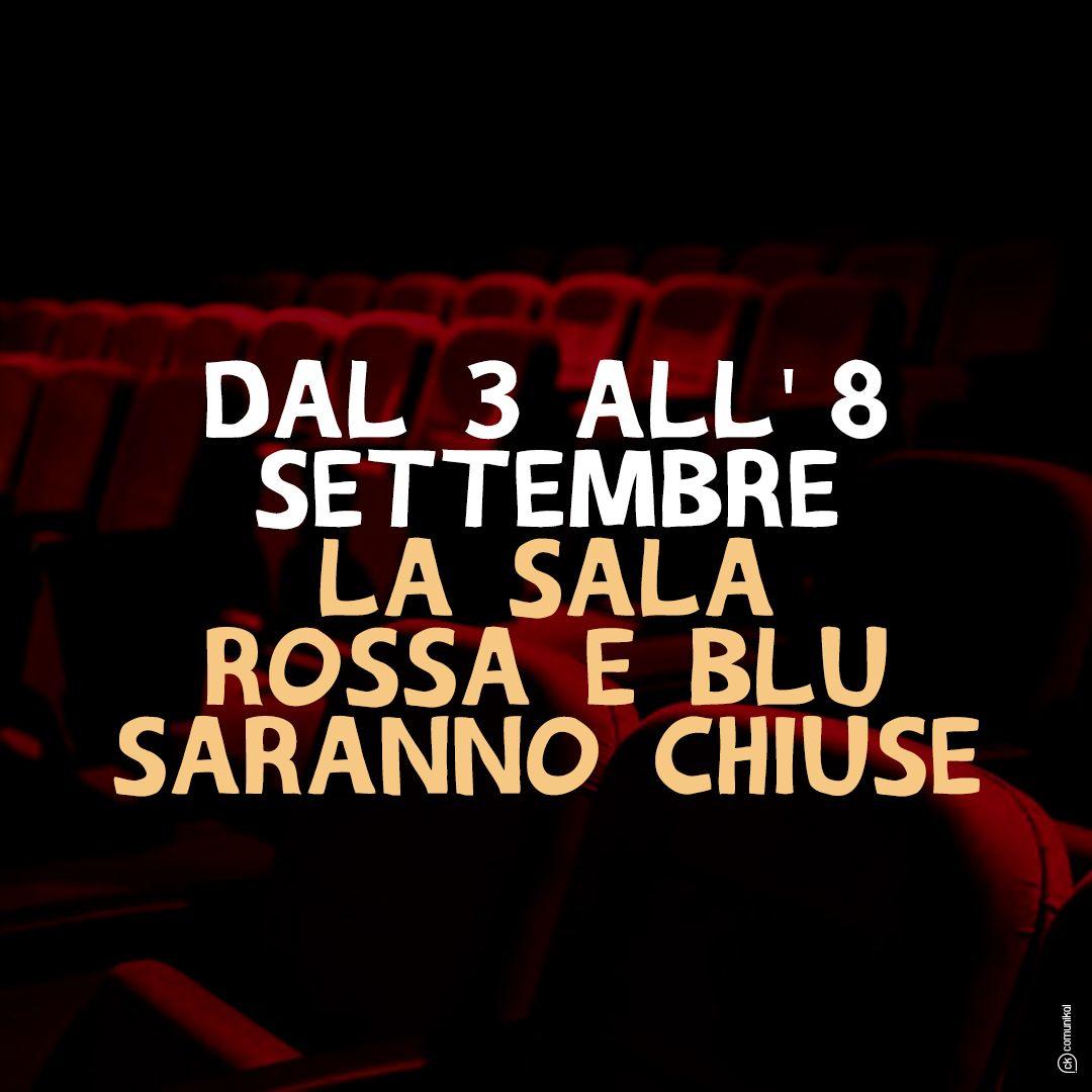 📢 Avviso! Da giovedì 𝟑 a martedì 𝟖 𝐬𝐞𝐭𝐭𝐞𝐦𝐛𝐫𝐞 la sala rossa e blu resteranno chiuse ❌