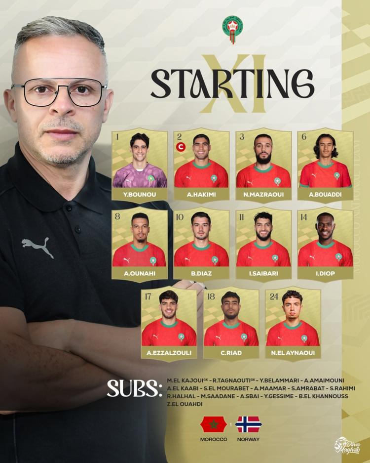 التشكيلة الرسمية للمنتخب الوطني أمام النرويج