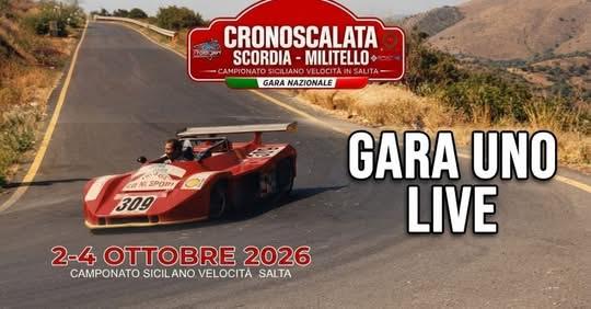 Diretta live Gara 1 della Cronoscalata Scordia Militello.  Clicca il link per seguire la diretta!!!