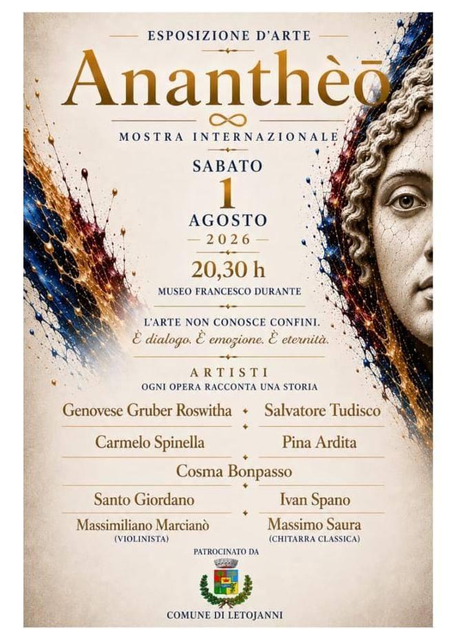 📌OGGI DOPPIO APPUNTAMENTO: ARTE E MUSICA 🖼Alle 20:30 vernissage dell'esposizione d'arte ANANTHÈŌ presso il Museo "Fran...