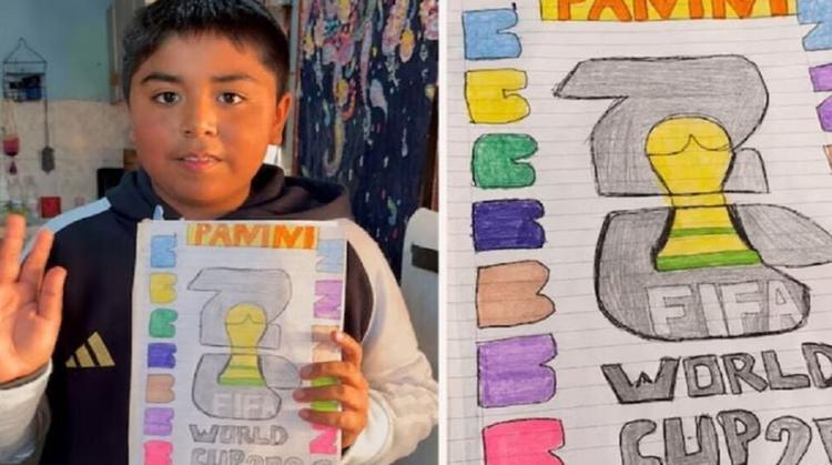 Niño de diez años fabrica su propio álbum del Mundial para venderlo y ayudar a su madre