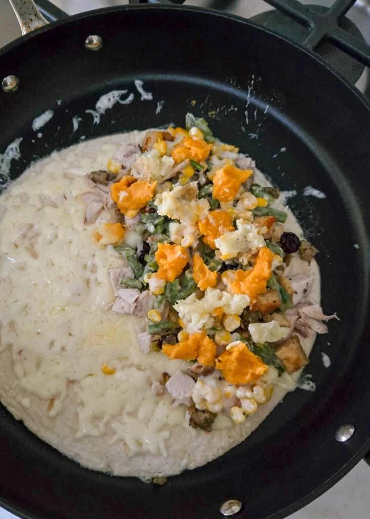 ingredients on tortilla for quesadilla