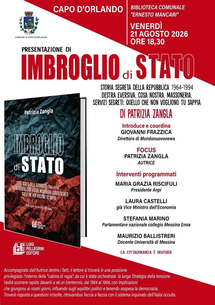 📚 PRESENTAZIONE DEL LIBRO “IMBROGLIO DI STATO” Un nuovo appuntamento dedicato alla cultura, alla storia e alla riflessi...