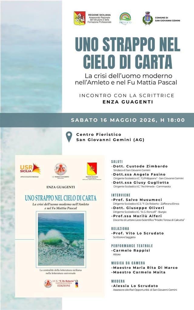 Il Comune di San Giovanni Gemini ha il piacere di accogliervi, sabato 16 maggio alle ore 18:00 presso il Centro Fieristi...