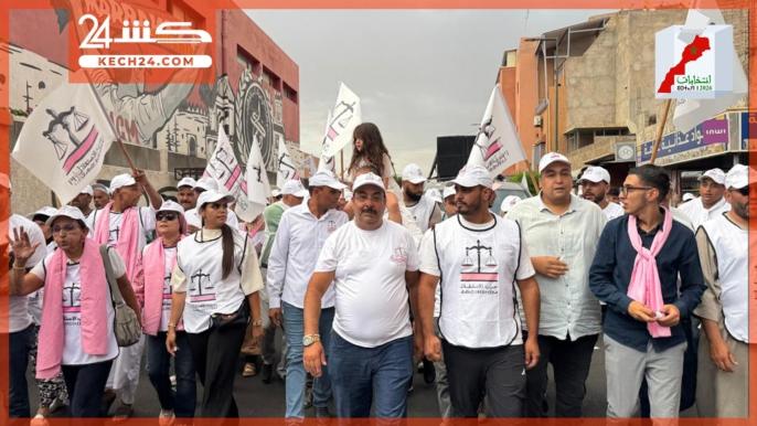 بالڤيديو.. أحلوش يقود مئات الانصار في حملة حاشدة لحزب الاستقلال باحياء المحاميد
