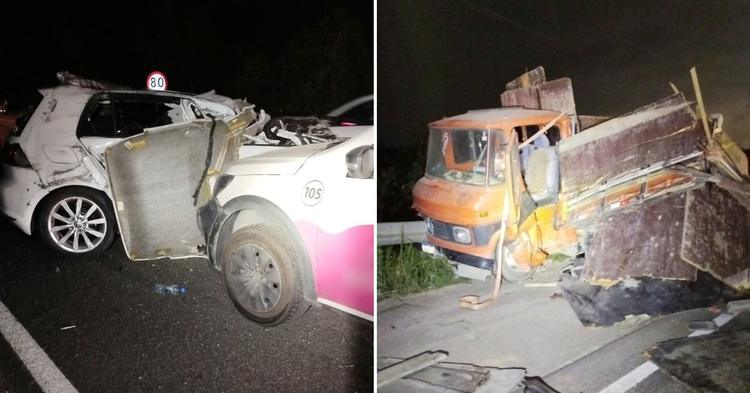 Acidente entre quatro veículos deixa uma pessoa ferida e carga espalhada na Rodovia Antônio Heil, em Itajaí