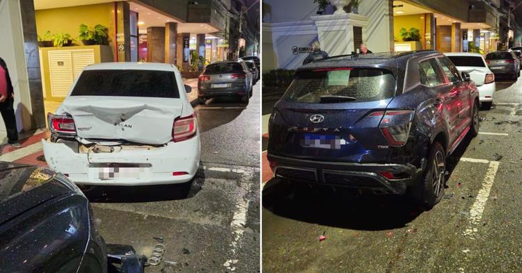 Motorista de “carrão” abandona passageira após bater em carros estacionados em Balneário Camboriú&nbsp;