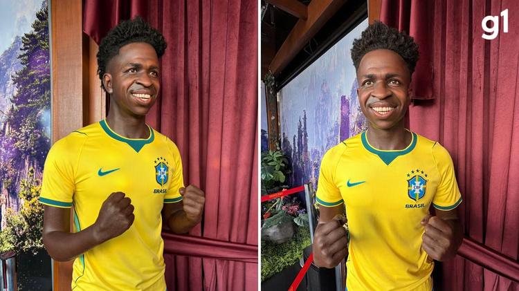 Vini Jr. ganha estátua de cera em tamanho real em museu de Gramado