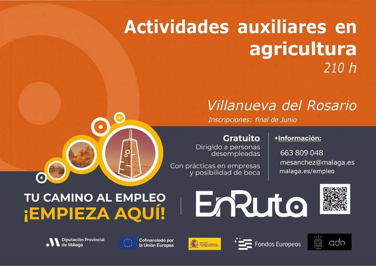 CURSO ACTIVIDADES AUXILIARES EN AGRICULTURA (210H) ✅ A través del programa EnRuta, impulsado por la Diputación de Málaga...