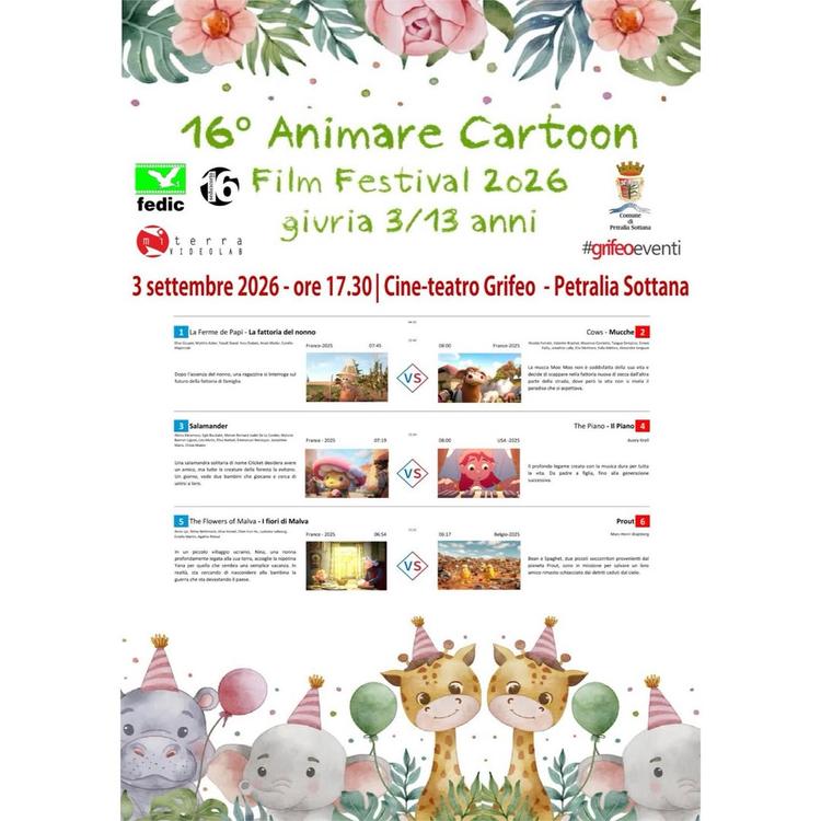 🎬16° Animare Cartoon Film Festival 2026 🎬 Un pomeriggio speciale dedicato ai più piccoli e a tutta la famiglia! 📅 Gio...