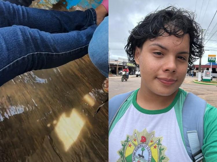 VÍDEO: Após ponte desabar, estudantes atravessam rio de canoa para ir à escola no Acre