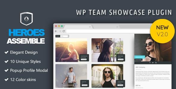 Ecco un plugin WordPress che presenta i membri del team: Heroes Assemble – Team Showcase.