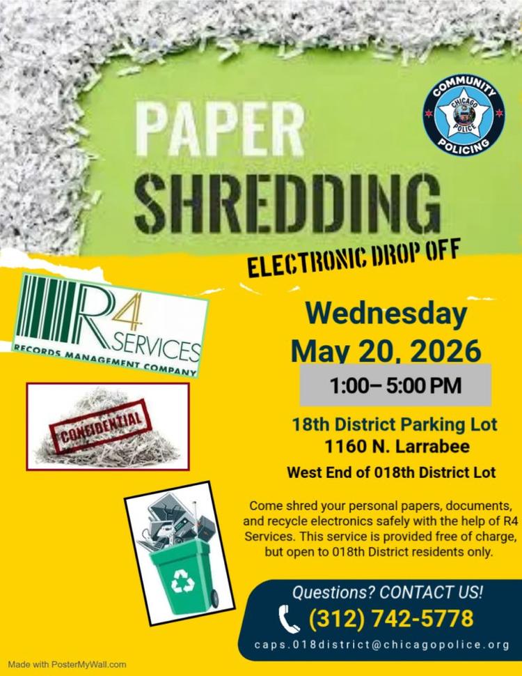 CPD Paper Shredding & Electronic Drop Off – May 20th