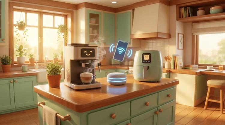 Smarte Küchengeräte mit Kaffeeautomat und Sprachassistent