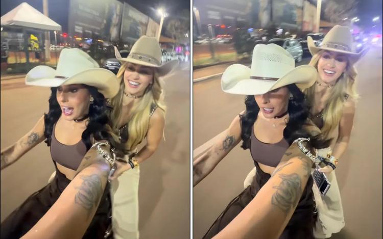 Ana Castela pilota motinha pelo Parque do Peão na volta ao trailer no camping após noitada em Barretos, SP