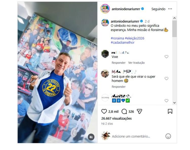Denarium impulsiona post em favor de Arthur Henrique e Justiça manda suspender publicação