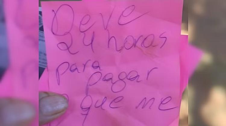 Filho ameaça a mãe com bilhete e dá 24 horas para pagamento de suposta dívida de moto em MG