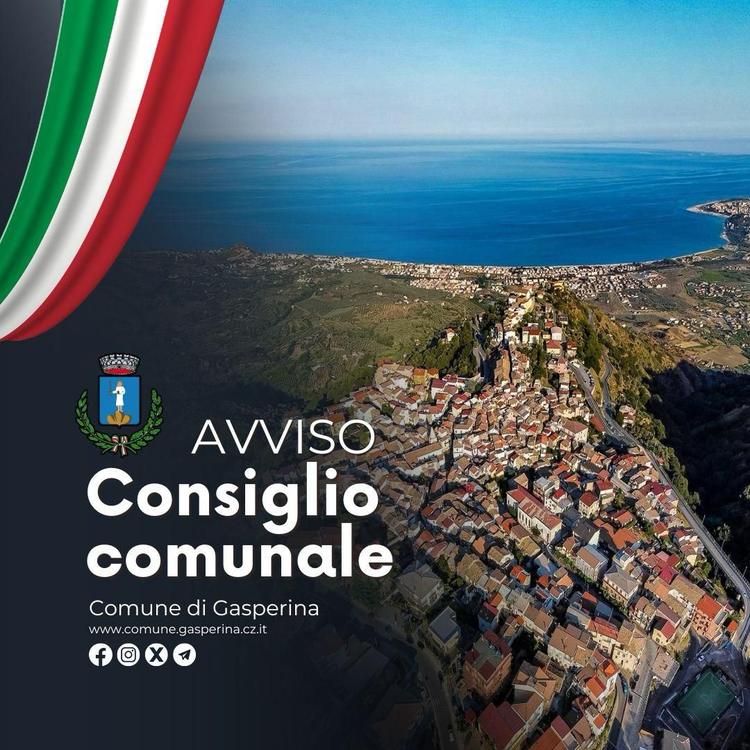 #ComuneGasperina CONVOCAZIONE CONSIGLIO COMUNALE Si riunisce il Consiglio comunale, in seduta ordinaria, pubblica, il gi...