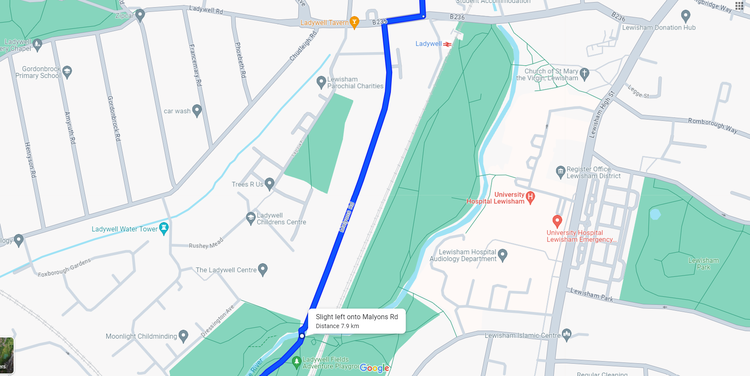 Part 11 of the Crystal Palace Cycle Route up Malyons Road