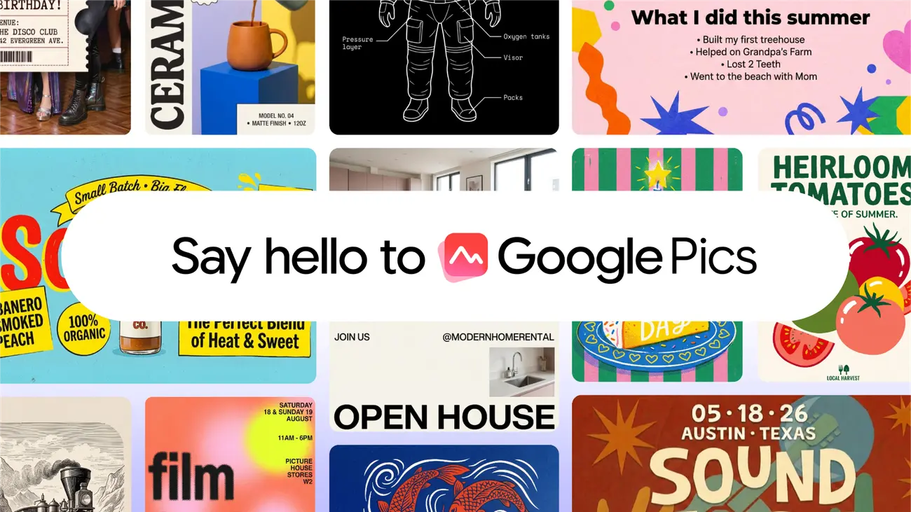 Google Pics veut concurrencer Canva et Adobe Express avec un outil de création visuelle entièrement pensé autour de l’IA