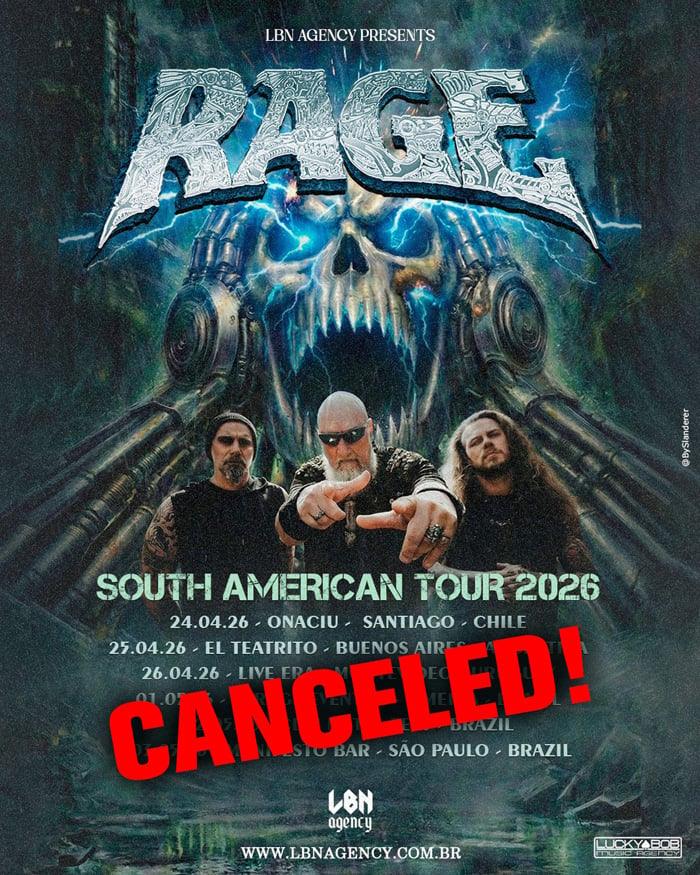 Rage anuncia cancelamento de turnê pela América do Sul