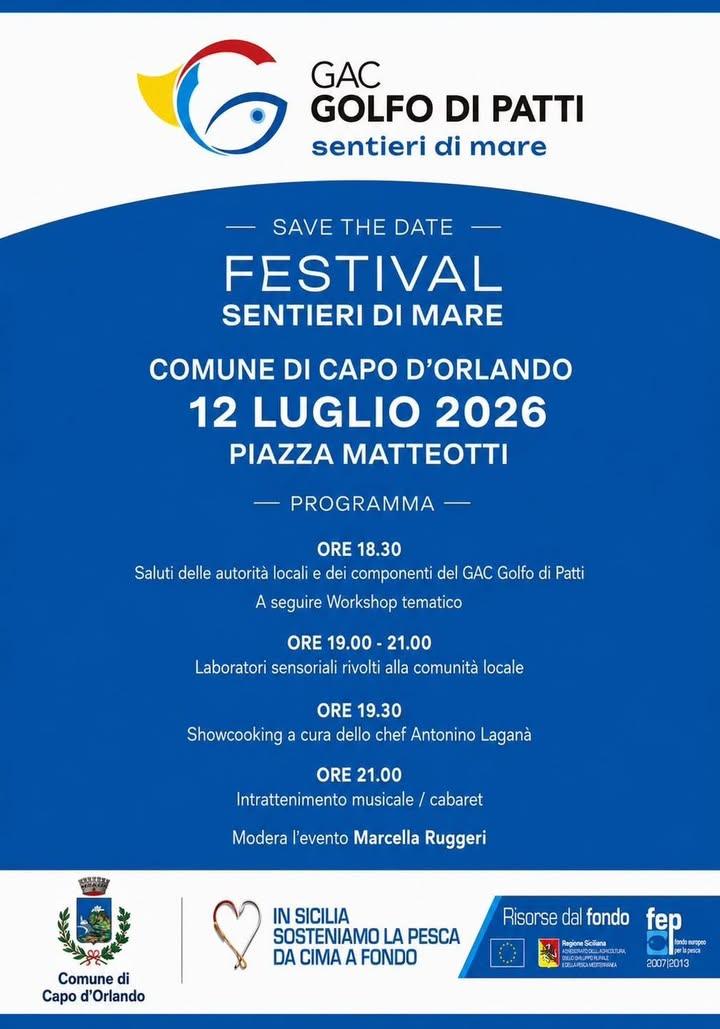Il Festival Sentieri di Mare fa tappa a Capo d’Orlando! Sabato 12 luglio 2026, il GAC Golfo di Patti vi aspetta in piazz...