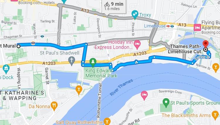Part 4 of the Central London Route 30.5KM Cycle to Limehouse Cut along the Thames Path