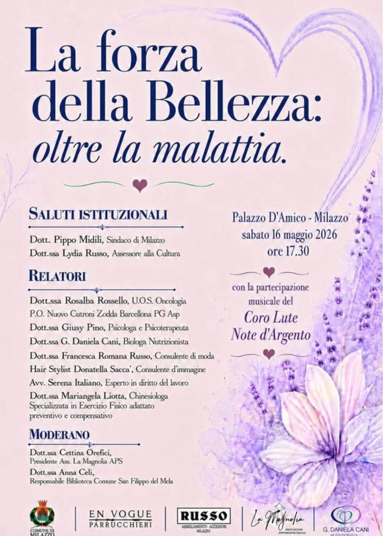 “La forza della Bellezza: oltre la malattia”, a Milazzo un incontro dedicato al benessere, alla cura di sé e alla rinascita