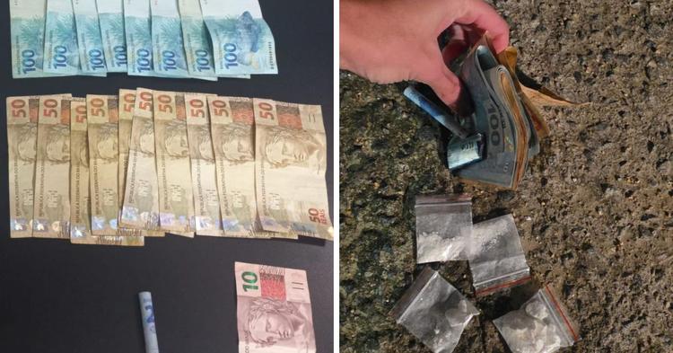 Motorista é flagrado com cocaína e R$ 1,3 mil e acaba preso por tráfico em Camboriú