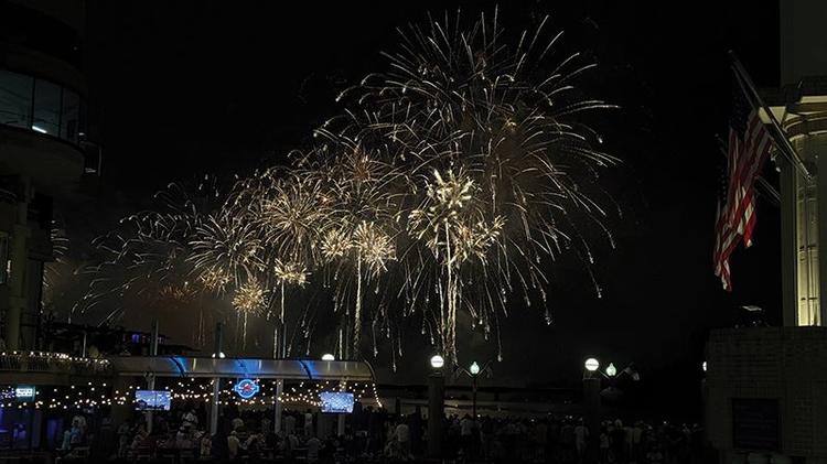 Fireworks over the Potomac river. (Janam Gupta/Siliconeer)
