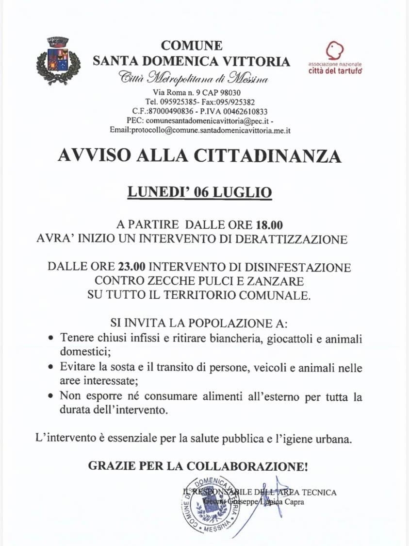Comune di Santa Domenica Vittoria Posted