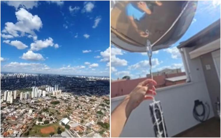 Jovem que amarrou celular a balões diz que aparelho funciona perfeitamente mesmo após cair de mais de 3 mil metros de altitude em Goiânia