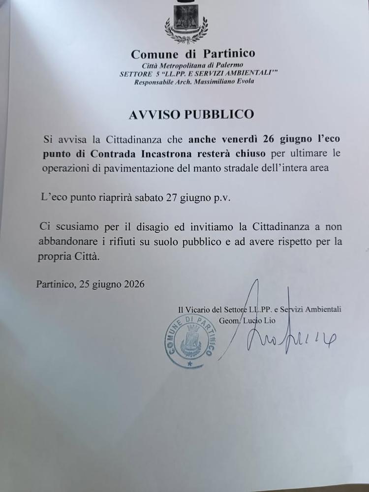 ⚠️ Avviso importante ⚠️ Si informa la cittadinanza che l’𝐄𝐜𝐨 𝐏𝐮𝐧𝐭𝐨 𝐝𝐢 𝐂𝐨𝐧𝐭𝐫𝐚𝐝𝐚 𝐈𝐧𝐜𝐚𝐬𝐭𝐫𝐨𝐧𝐚 𝐫...