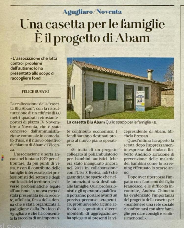 🔵🔵 NASCE LA “CASETTA BLU ABAM” A NOVENTA VICENTINA 🔵🔵 A Noventa Vicentina sta per prendere vita un progetto di grand...