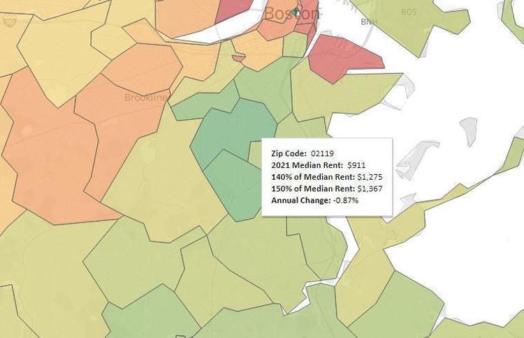 VIZ: 2021 HUD Median Rent by Zip Code