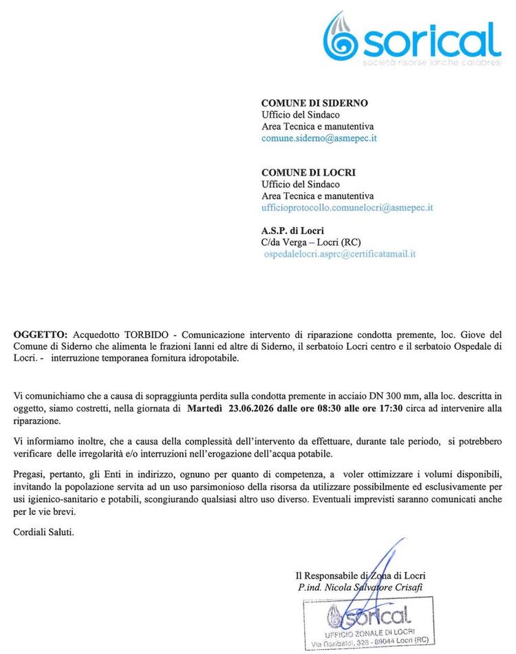 🔴 COMUNICAZIONE Sorical