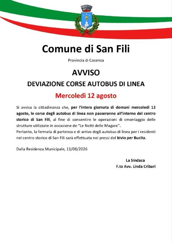 𝐀𝐯𝐯𝐢𝐬𝐨 - 𝐃𝐞𝐯𝐢𝐚𝐳𝐢𝐨𝐧𝐞 𝐜𝐨𝐫𝐬𝐞 𝐚𝐮𝐭𝐨𝐛𝐮𝐬 📍domani 12 agosto