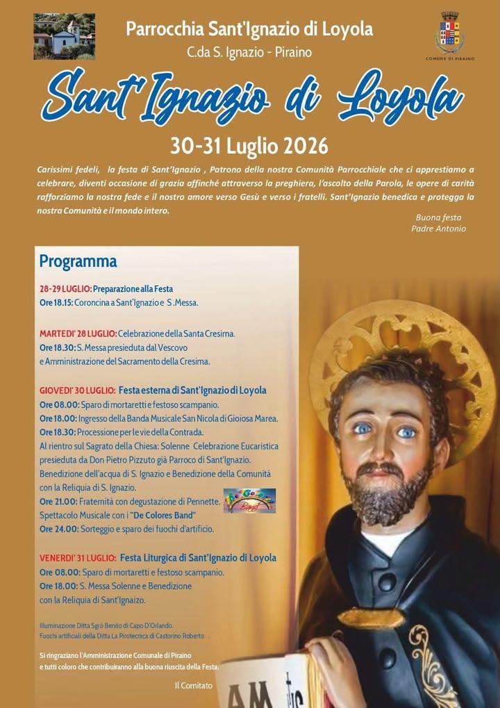 🎉 Sant’Ignazio di Loyola🎉 📍C.da Sant’Ignazio - Piraino 🗓️ 30-31 luglio 2026