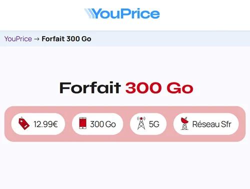 🔖 Youprice (SFR), forfait 5G illimité/300Go à 13€/mois