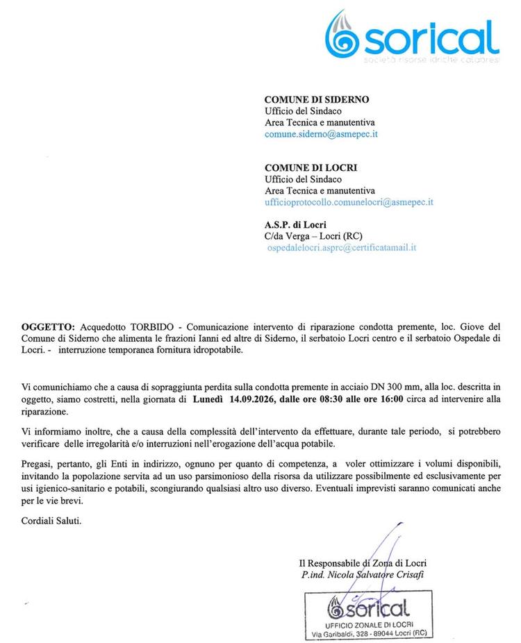 🔴 COMUNICAZIONE Sorical